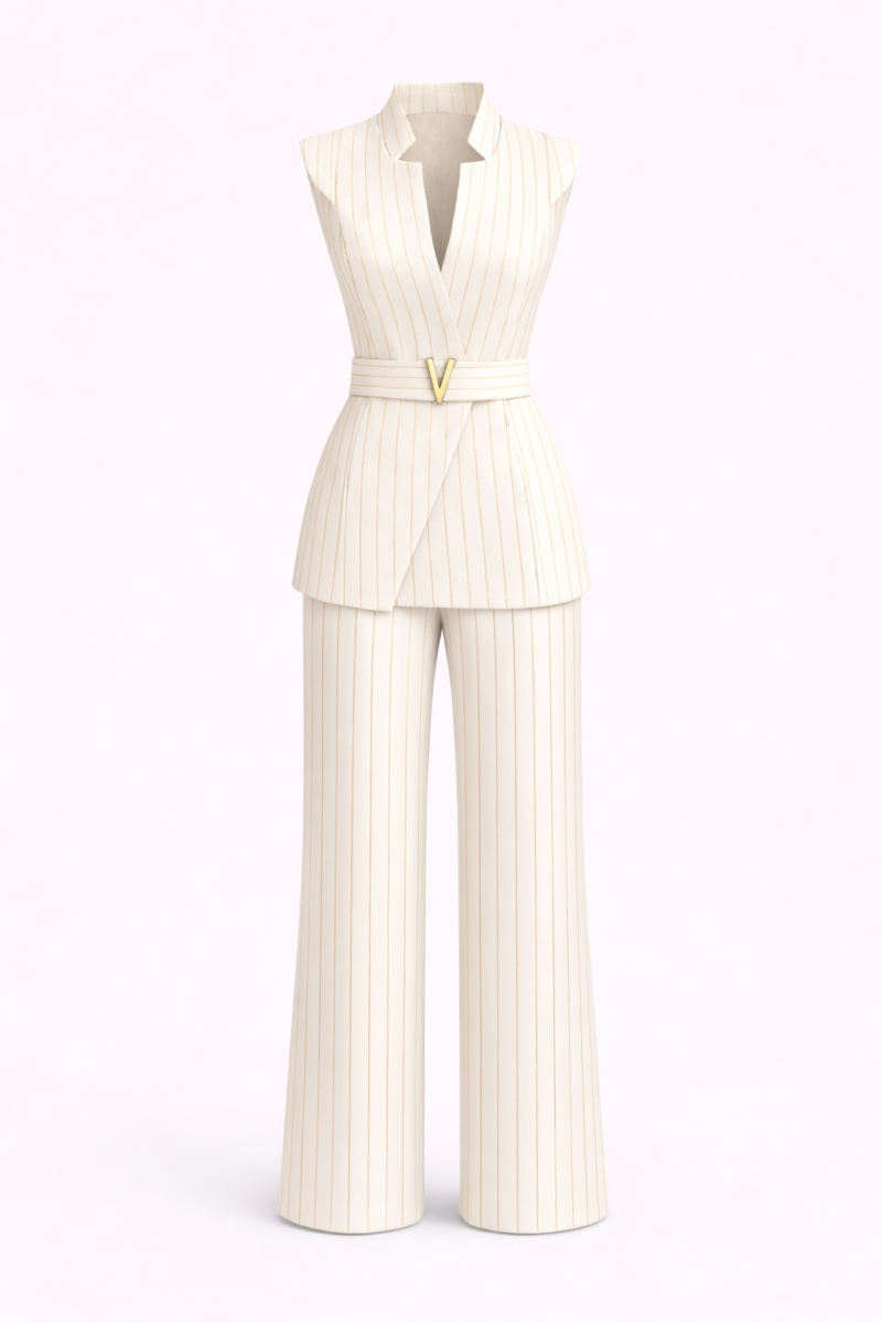 Дамски костюм Ramona блейзер с панталон в екрю