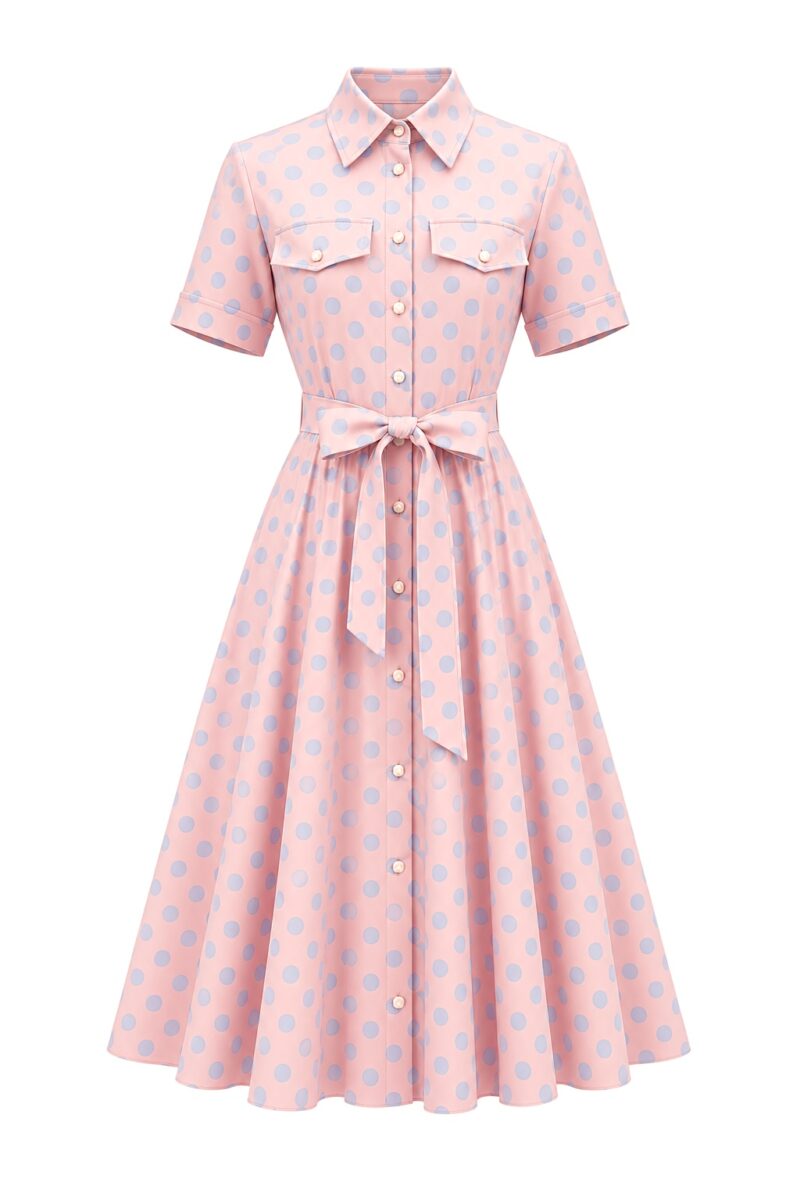 Дамска рокля POLKA PINK & BLUE