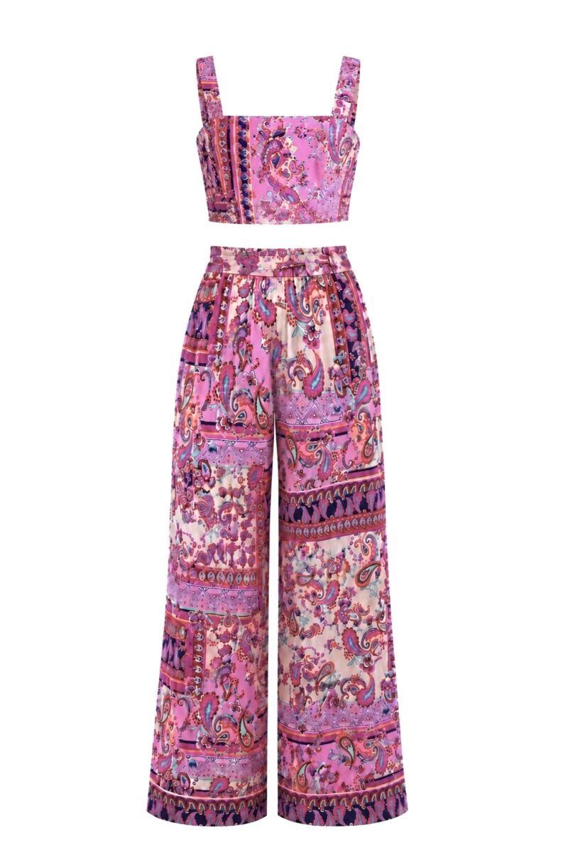 Дамски сет BOHO PINK OASIS с топ и дълъг панталон