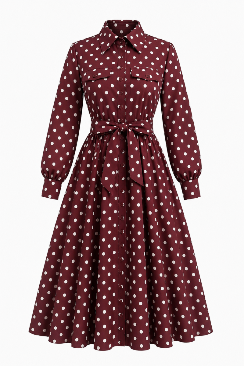 Дамска рокля POLKA in WINE